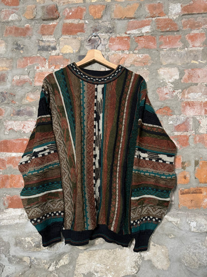 Vtg A Gold & Sona 3D Style Knit Sweater Sz L