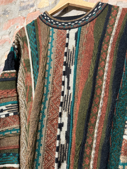 Vtg A Gold & Sona 3D Style Knit Sweater Sz L