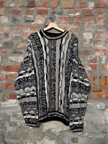 Vtg Tundra 3D Knit Style Sweater Sz L