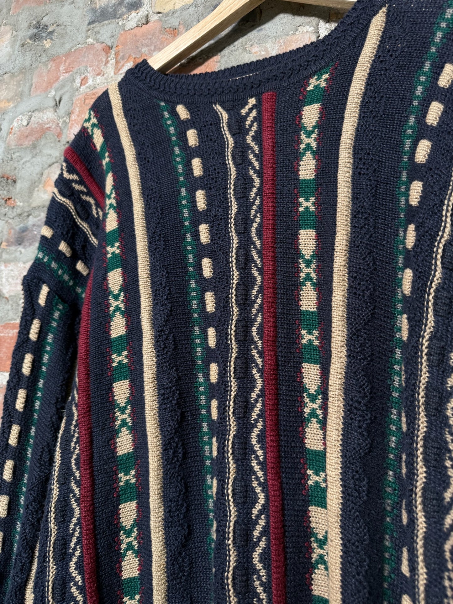 Vtg Stone Haven 3D Style Knit Sweater Sz L