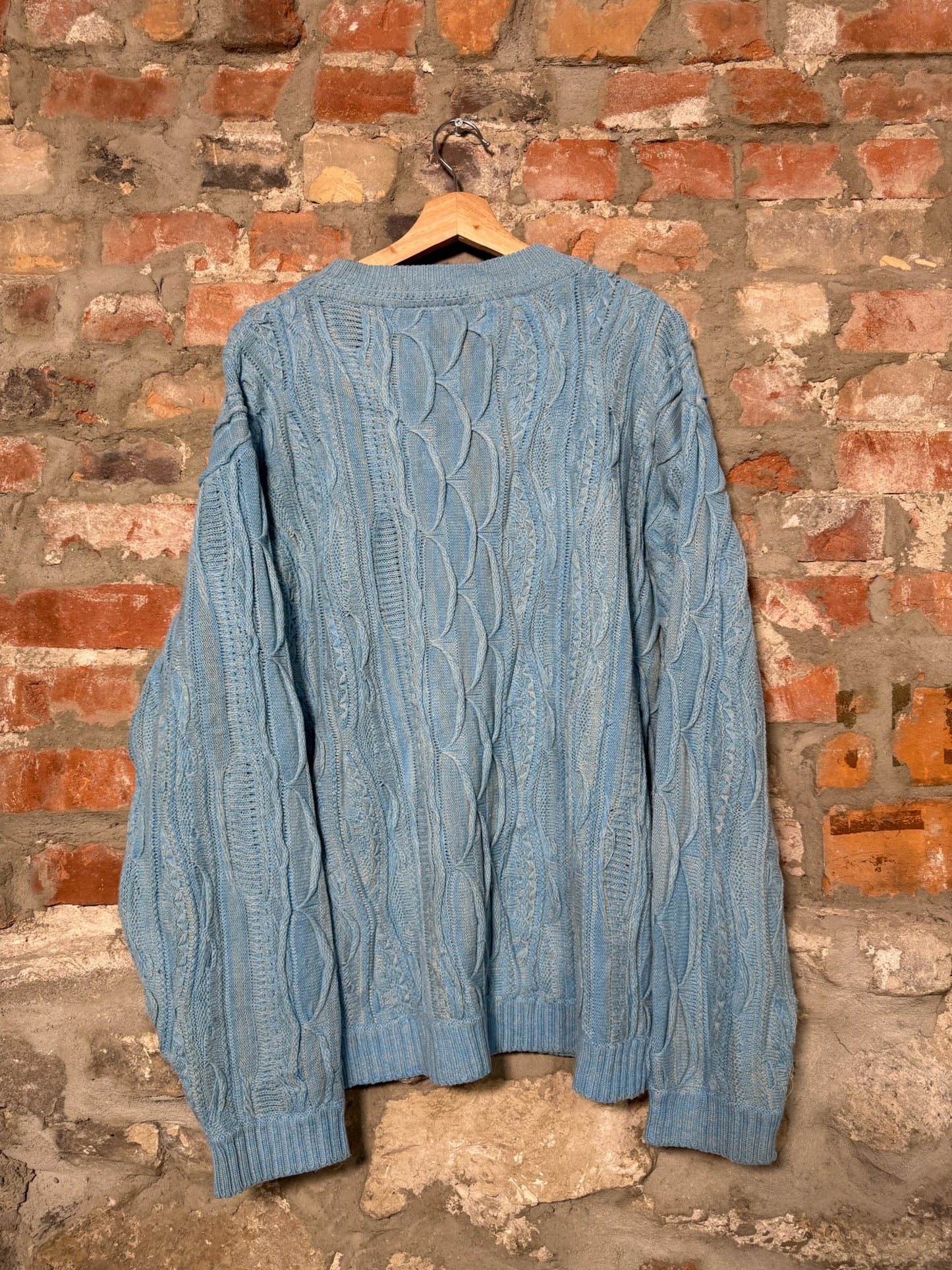 90s Coogi 3D Style Knit Sweater Blue Sz XL