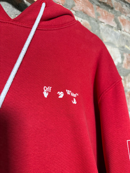 Off White Diagonal Arrows Red Hoodie Sz L
