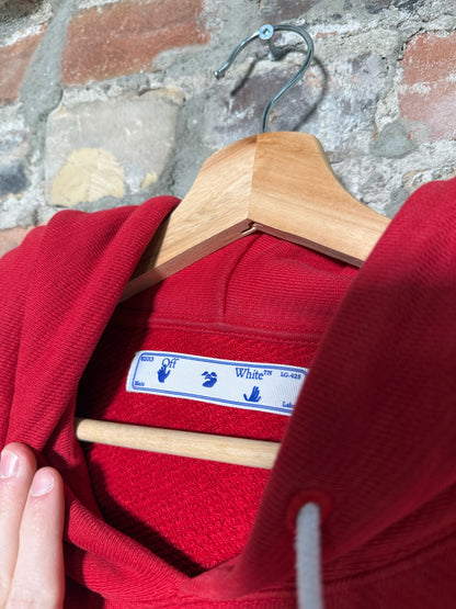Off White Diagonal Arrows Red Hoodie Sz L