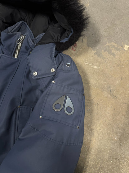 Moose Knuckles Shearling Trim Parka Navy Sz XXL