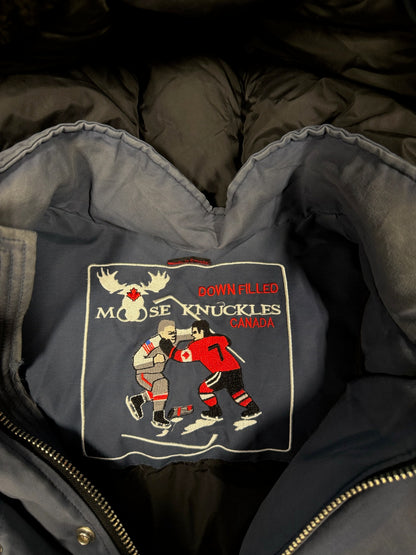 Moose Knuckles Shearling Trim Parka Navy Sz XXL