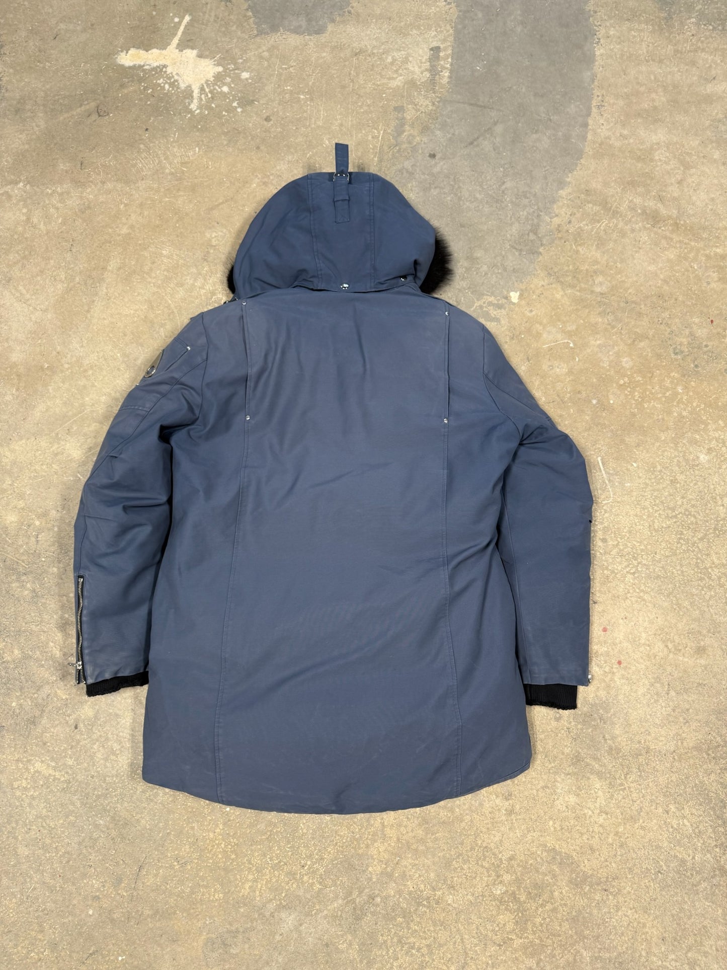 Moose Knuckles Shearling Trim Parka Navy Sz XXL