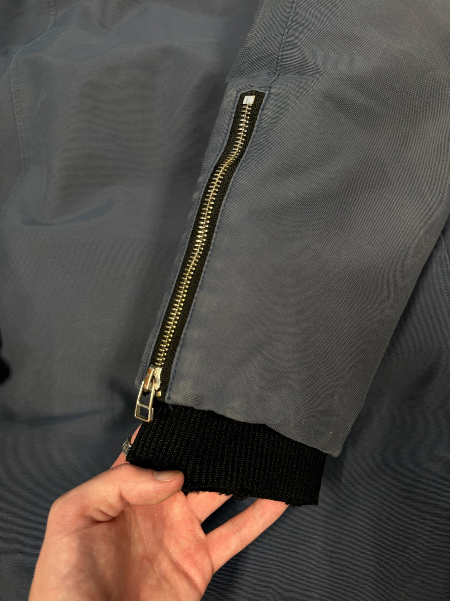 Moose Knuckles Shearling Trim Parka Navy Sz XXL