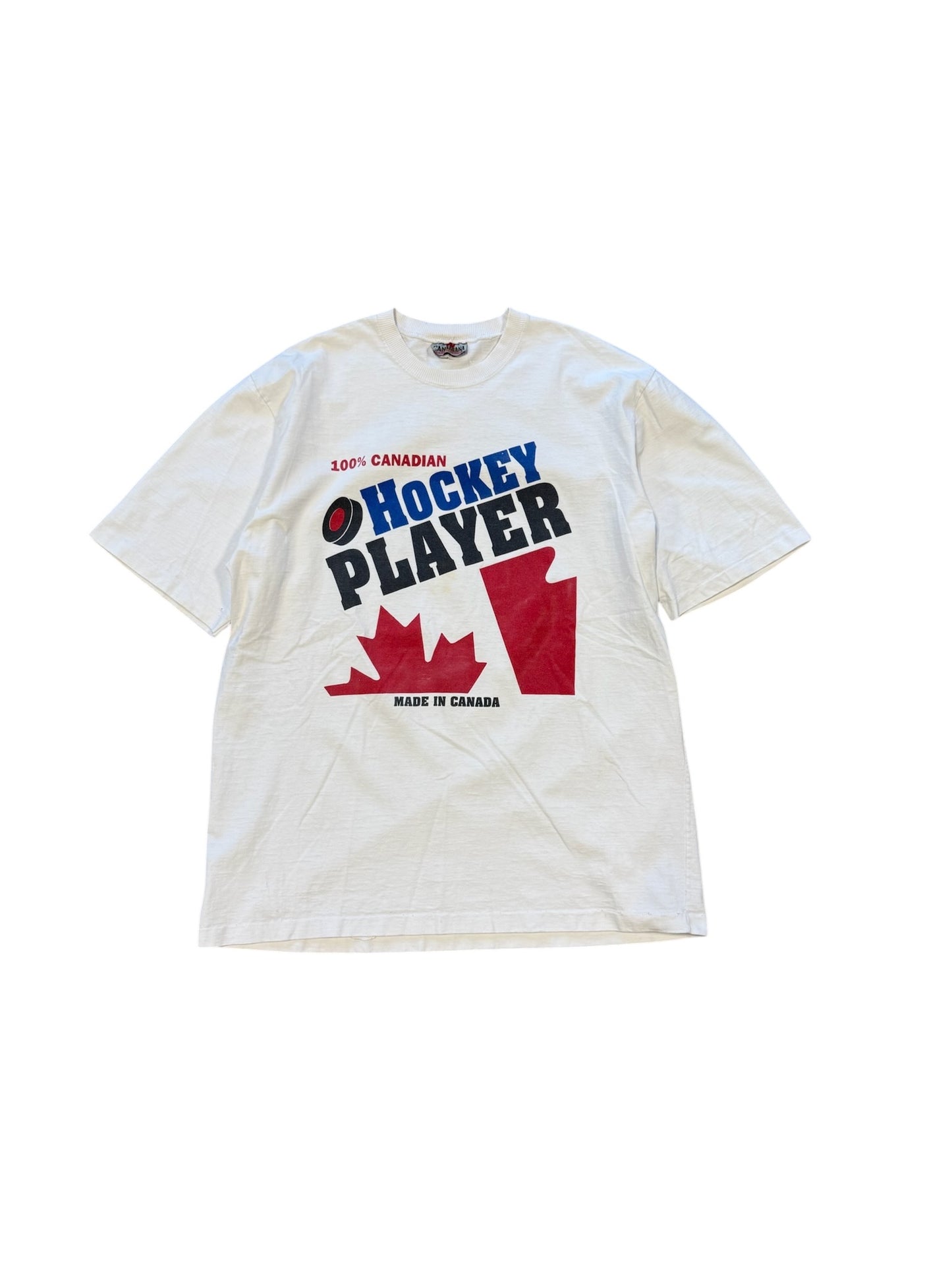 (XL) Vtg Canadian Hockey Player Comedy T-Shirt