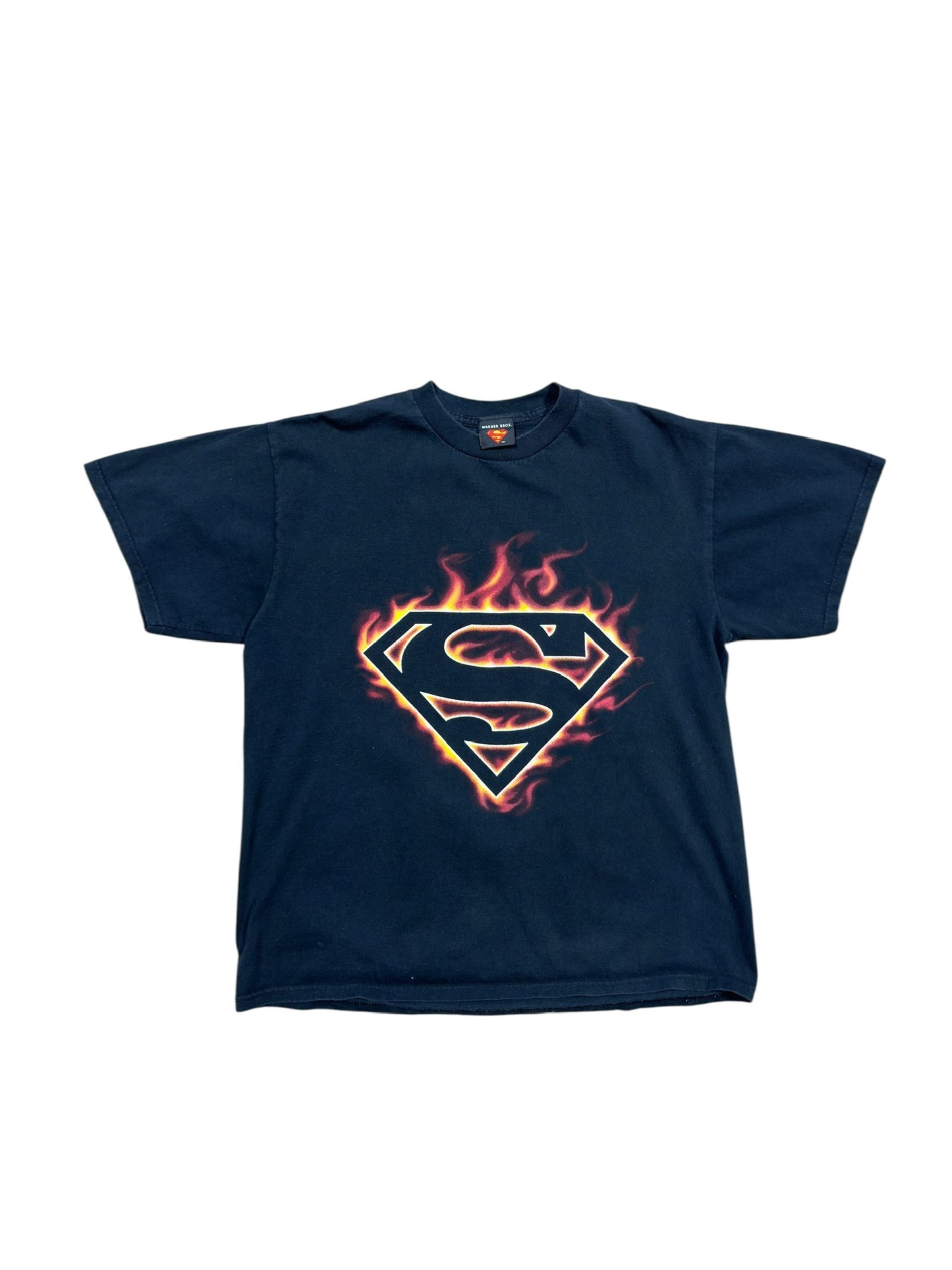 (L) 00s Superman Flames Warner Brothers T-Shirt
