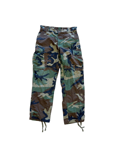 (S) Vtg Military Woodland Camo Adjustable Cargo Pants