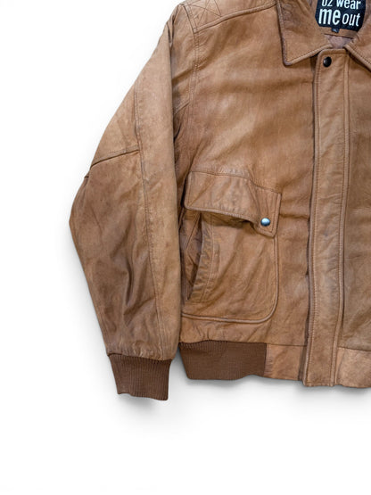 (XL) Vintage U2 Brown Leather Bowmber Jacket