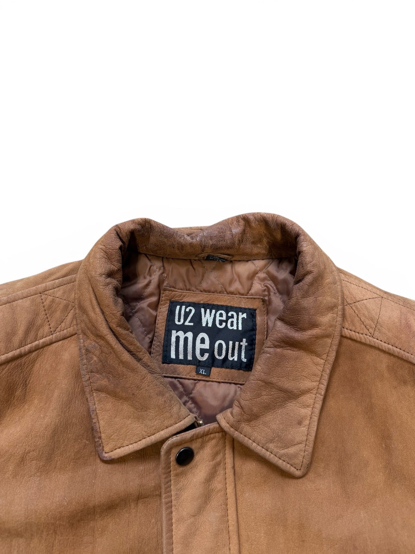(XL) Vintage U2 Brown Leather Bowmber Jacket