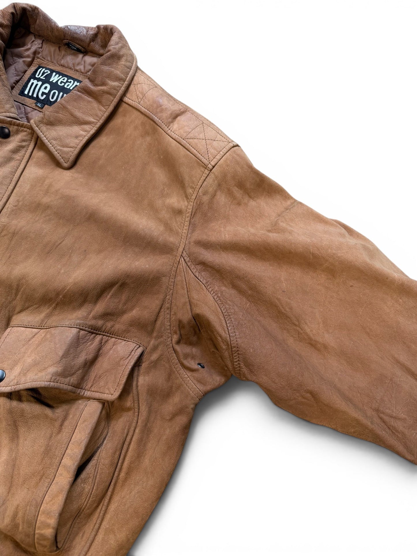 (XL) Vintage U2 Brown Leather Bowmber Jacket