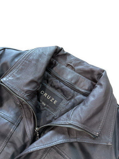 (M) Vintage Cruze Double Collar Leather Jacket