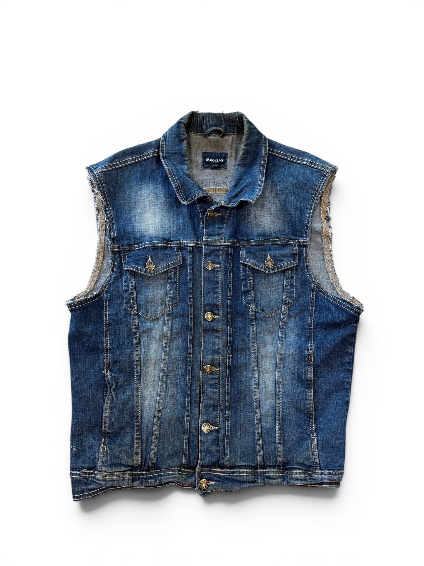 (L) Vintage Slayer Patch Denim Vest