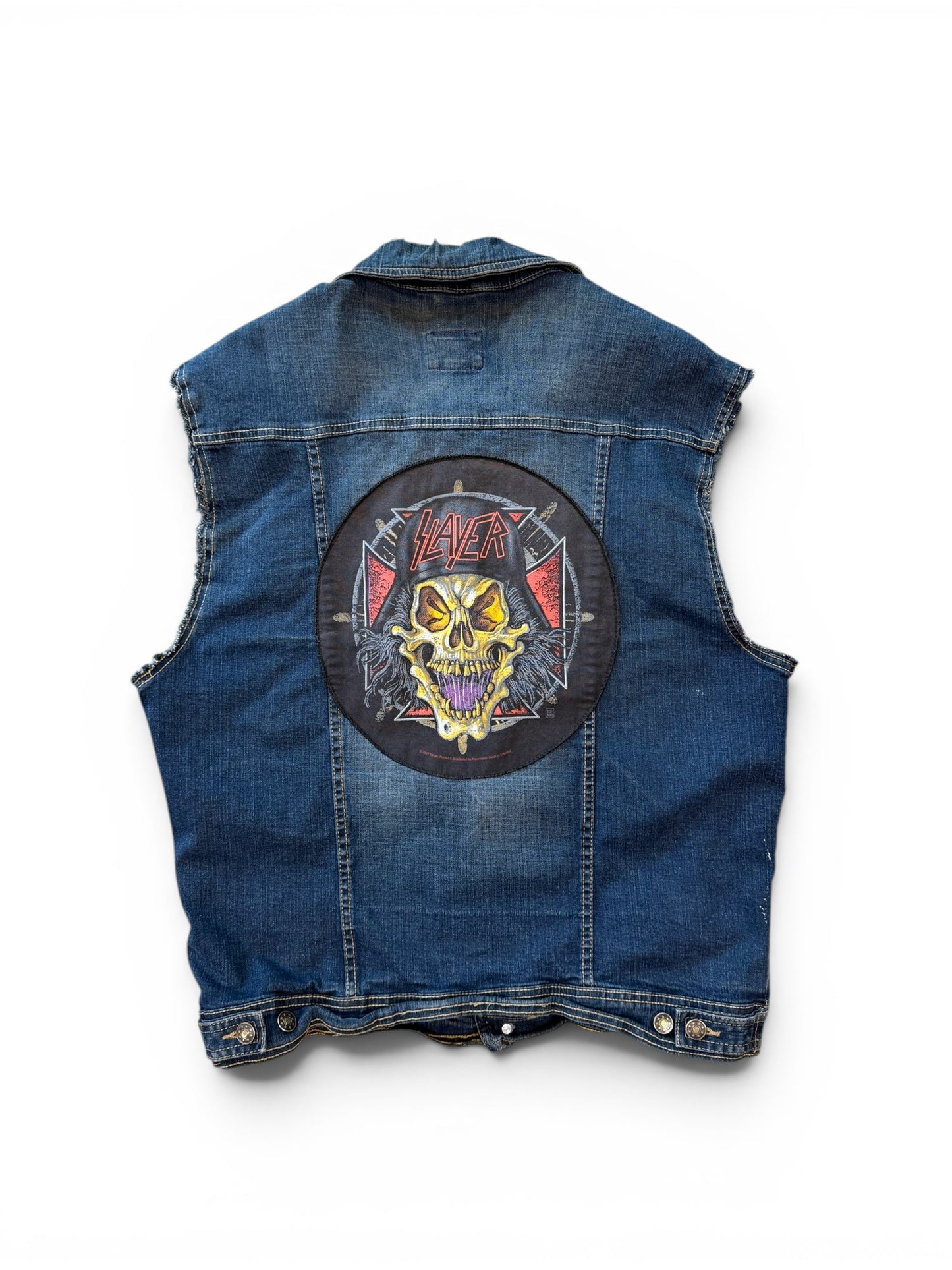 (L) Vintage Slayer Patch Denim Vest