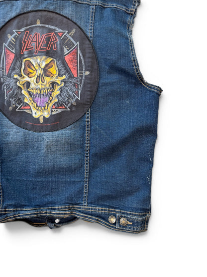 (L) Vintage Slayer Patch Denim Vest