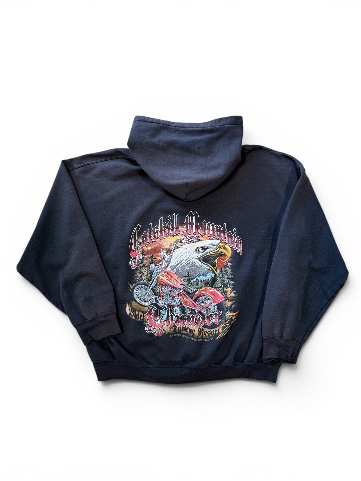 (XL) Vintage Motorcyle Rally Catskill Mountain Faded Hoodie