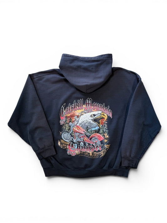 (XL) Vintage Motorcyle Rally Catskill Mountain Faded Hoodie