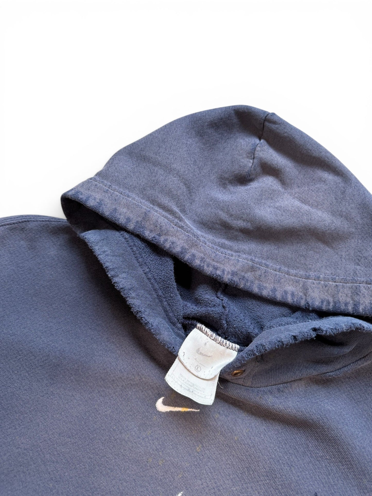 (L) Vintage Nike Thrashed Middle Swoosh Navy Hoodie