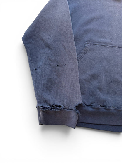 (L) Vintage Nike Thrashed Middle Swoosh Navy Hoodie