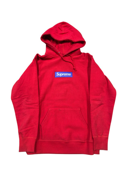 (L) Supreme Purple On Red Box Logo Hoodie FW17