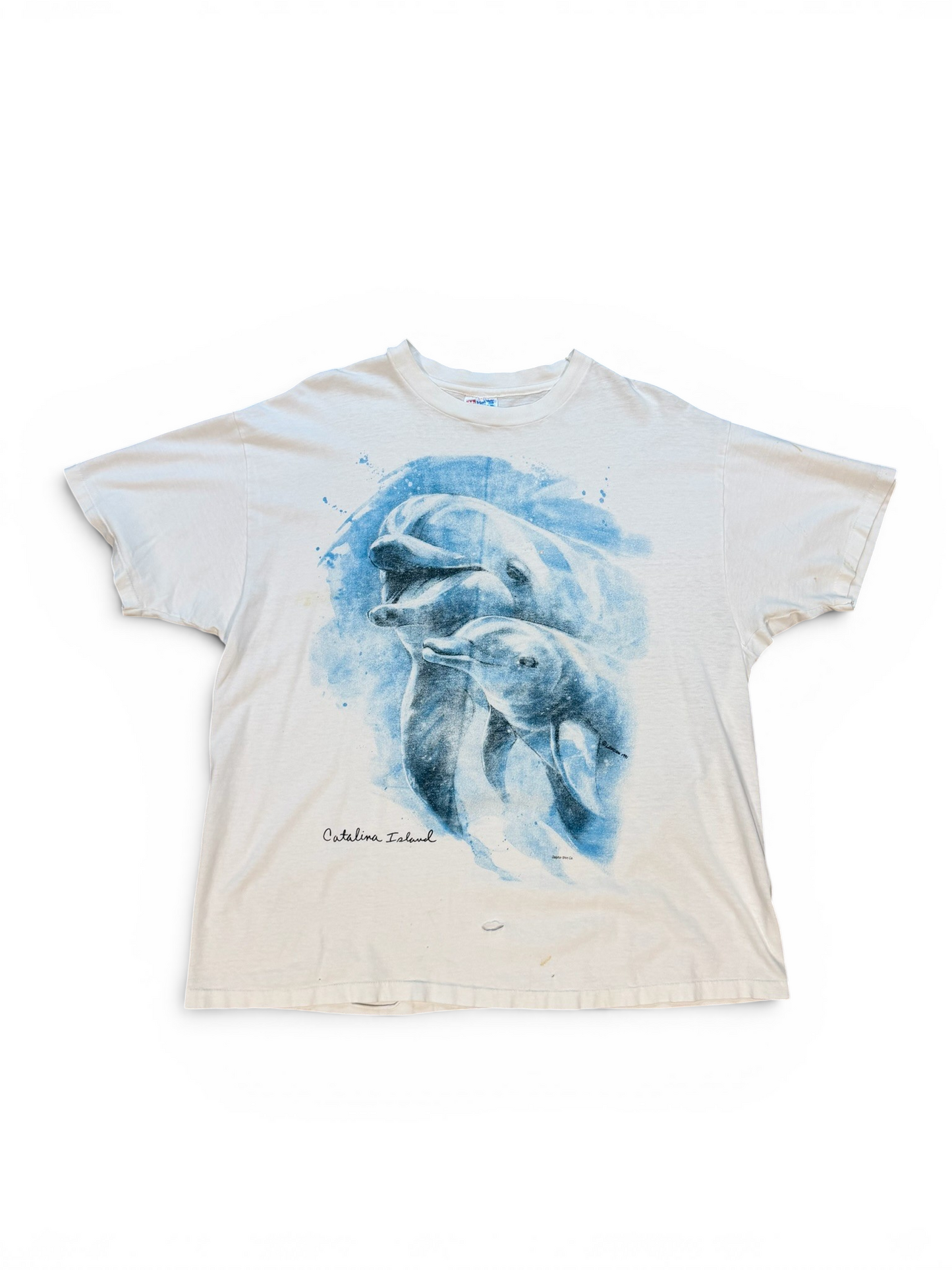 (XL) Vintage 90s Dolphins Graphic White Tee