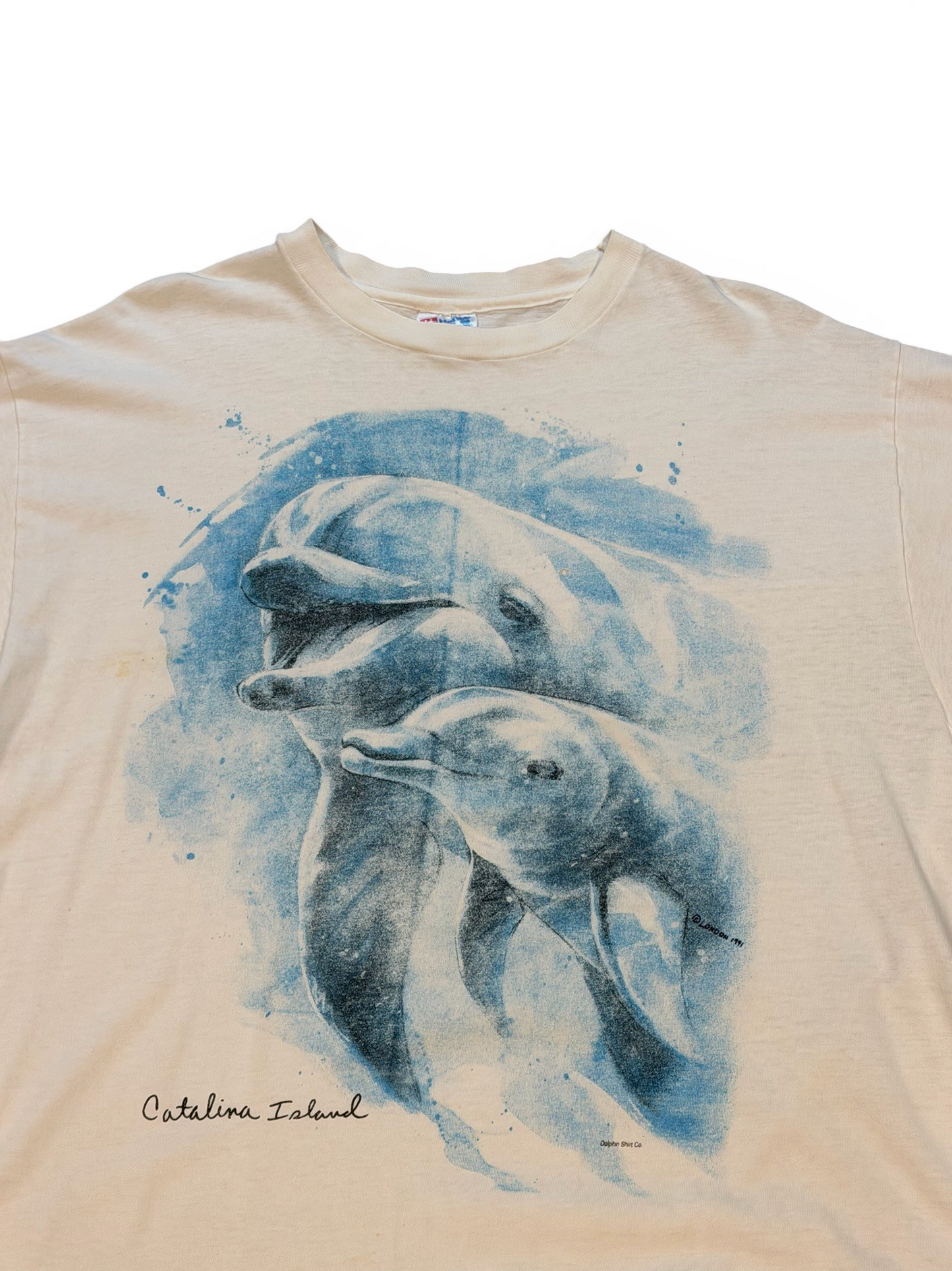 (XL) Vintage 90s Dolphins Graphic White Tee