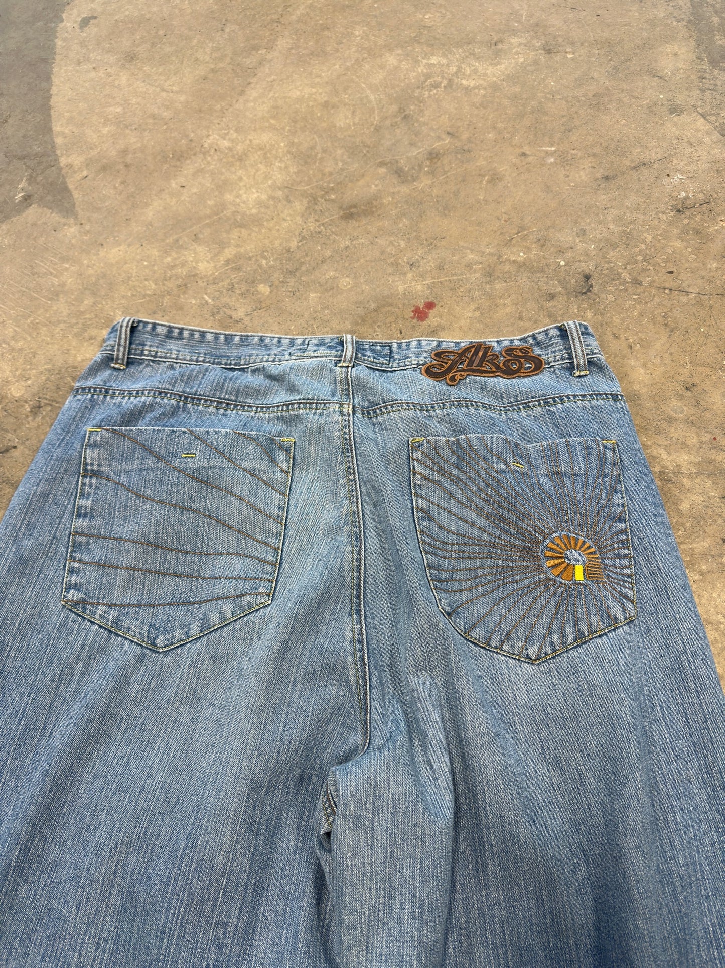 (42 Waist) Y2K Alkademikos Embroidered Denim