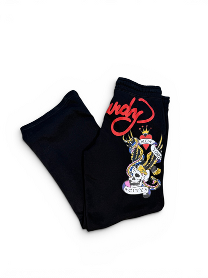 (L) Ed Hardy New York Wide Leg Sweatpants