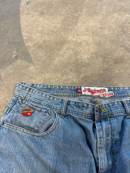 (42 Waist) Y2K Alkademikos Embroidered Denim