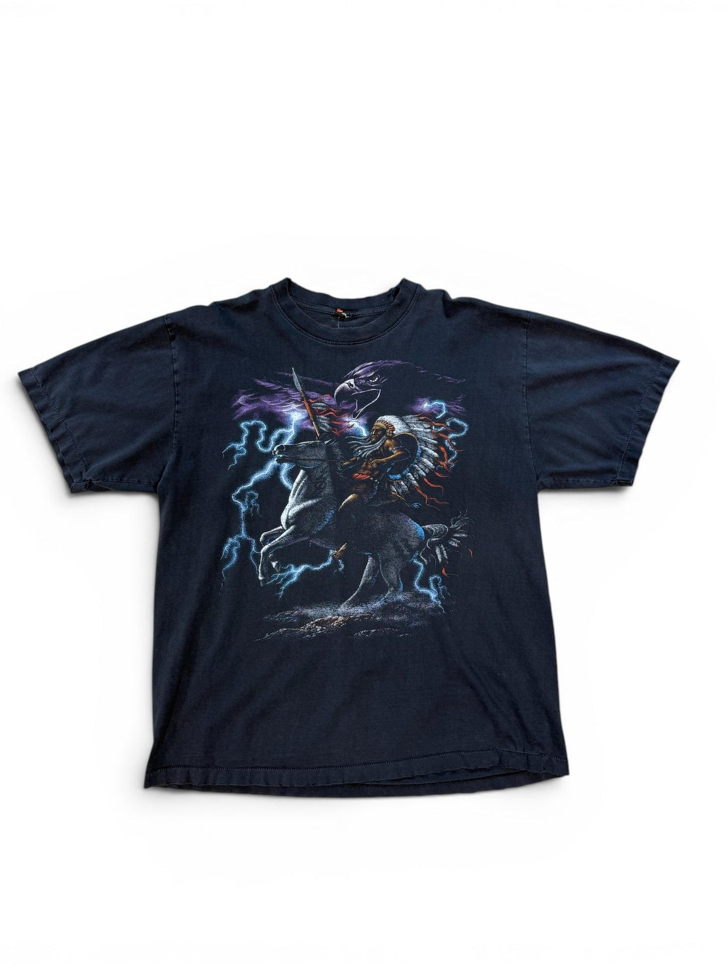 (L) 90s Rock Eagle Lightning Faded T-Shirt