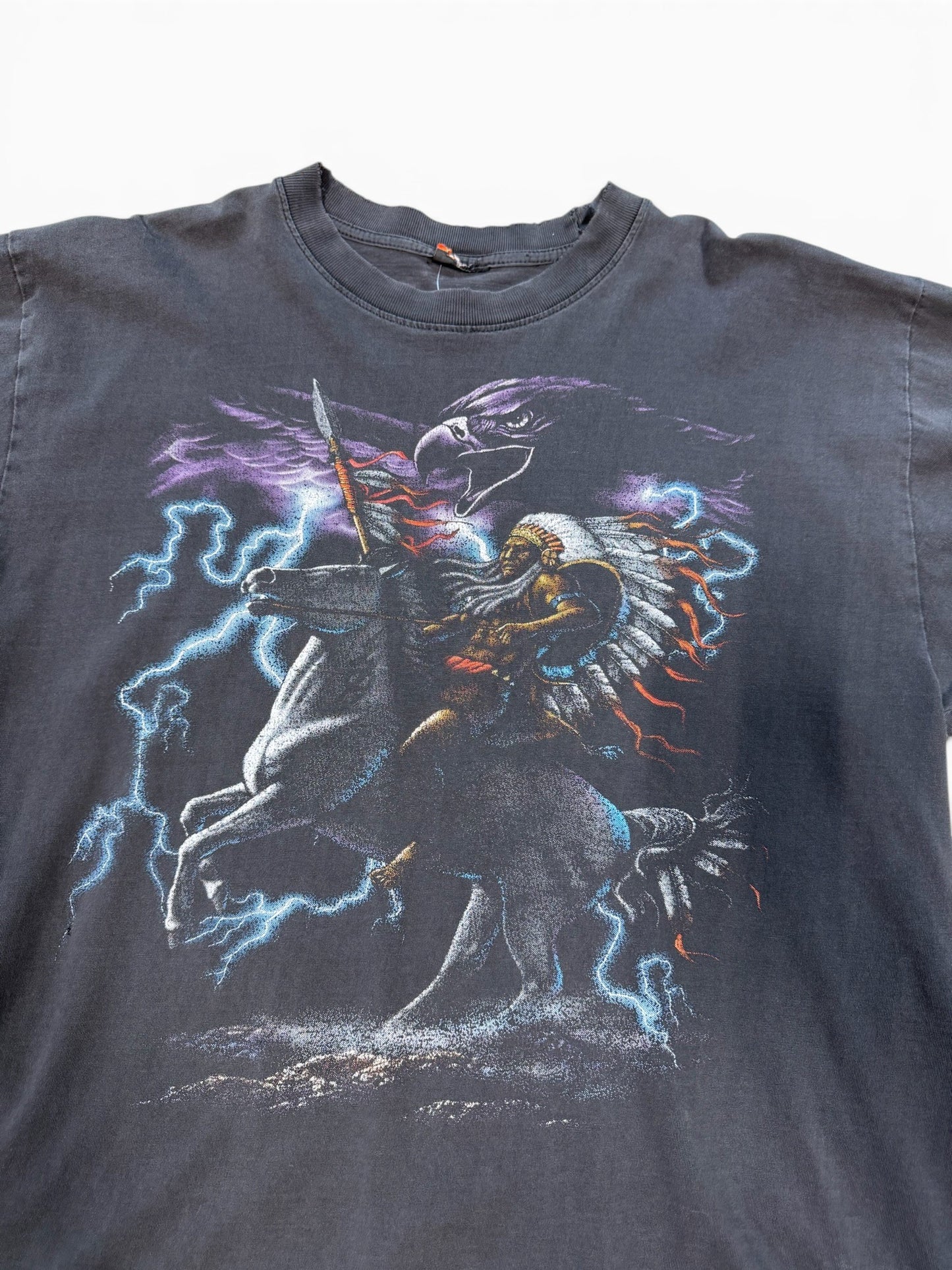 (L) 90s Rock Eagle Lightning Faded T-Shirt
