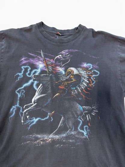 (L) 90s Rock Eagle Lightning Faded T-Shirt