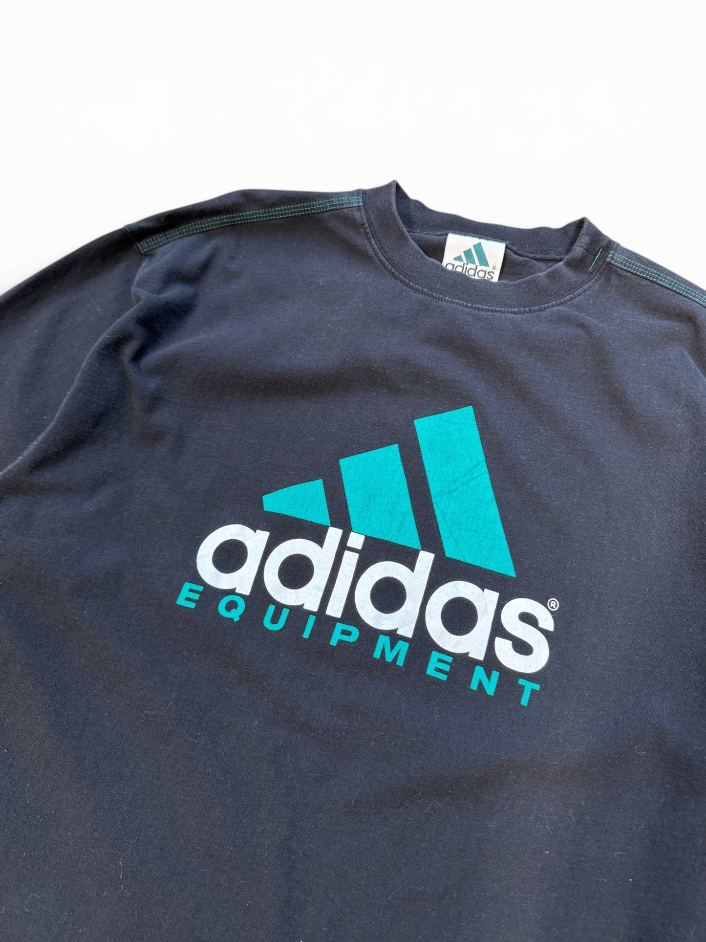 (L) 90s Adidas Equipment Patch Black T-Shirt