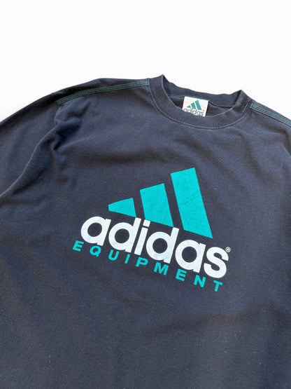 (L) 90s Adidas Equipment Patch Black T-Shirt
