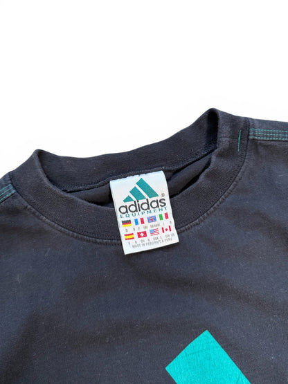 (L) 90s Adidas Equipment Patch Black T-Shirt