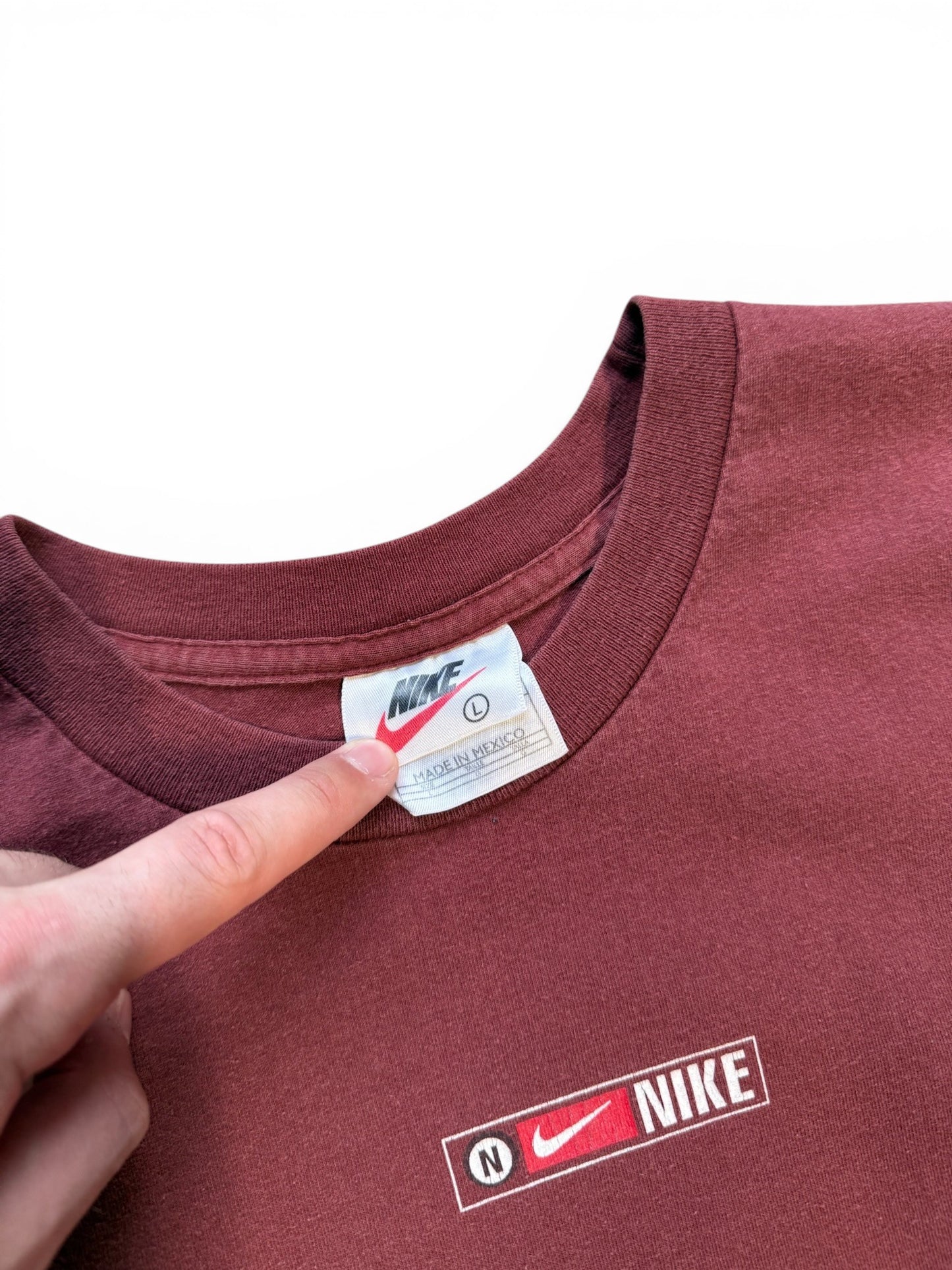 (L) 90s Nike Courage Commitment Challenge Burgundy T-Shirt