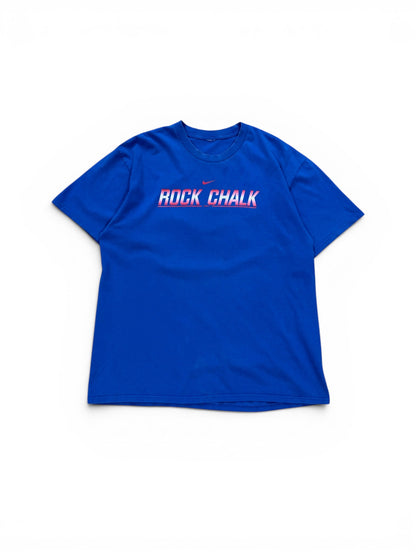 (L) 00s Nike Rock Chalk Kansas Blue T-Shirt