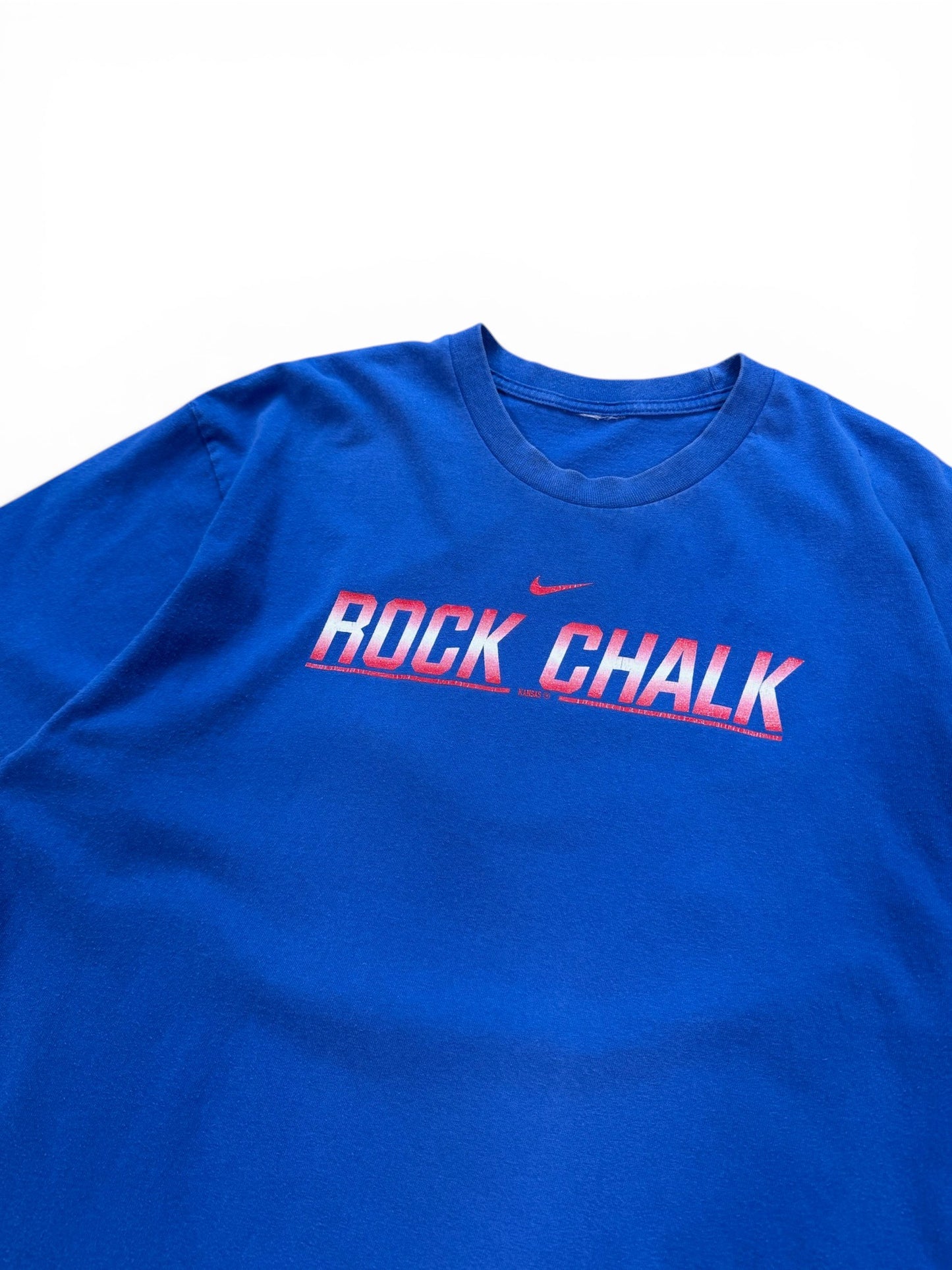 (L) 00s Nike Rock Chalk Kansas Blue T-Shirt