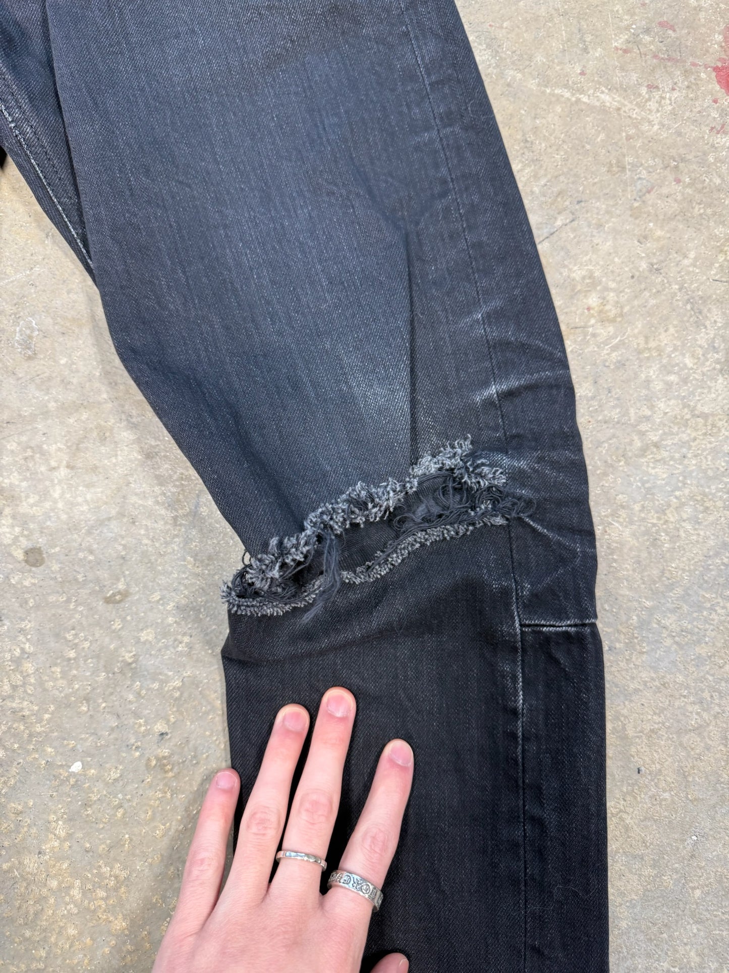 Fear Of God Mainline Distressed Denim Black Sz 34 Waist