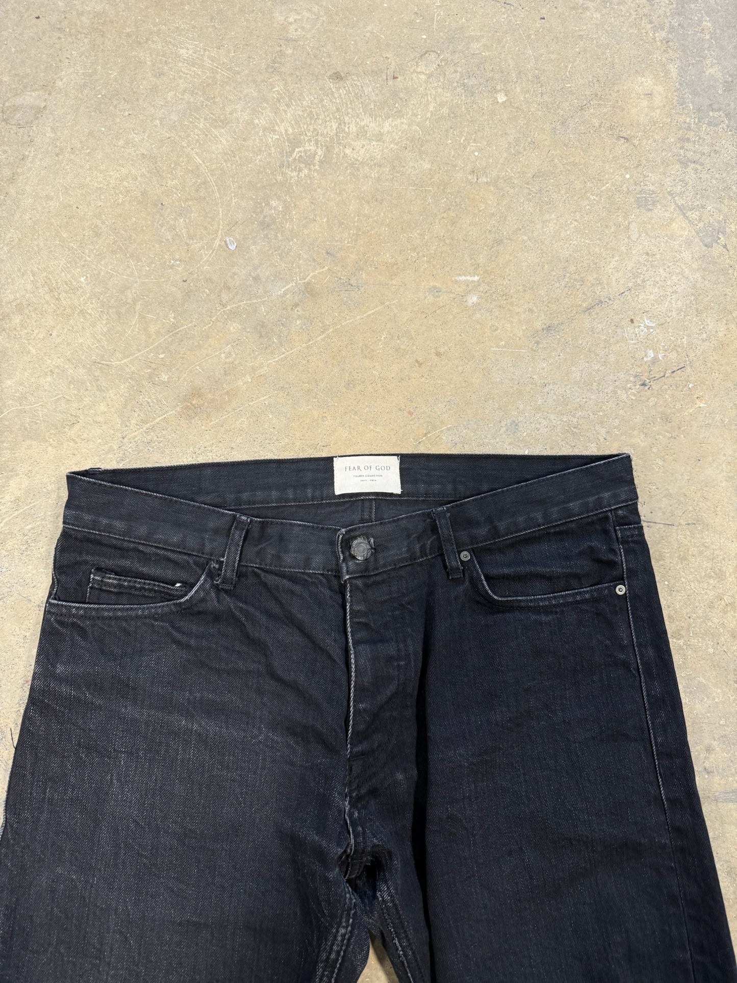 Fear Of God Mainline Distressed Denim Black Sz 34 Waist