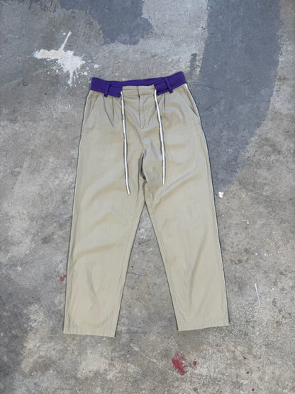 Palm Angles Track Pants Beige & Purple Sz 32 Waist