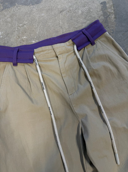 Palm Angles Track Pants Beige & Purple Sz 32 Waist