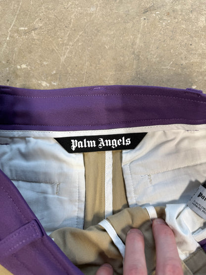 Palm Angles Track Pants Beige & Purple Sz 32 Waist