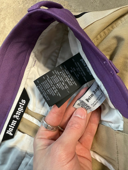 Palm Angles Track Pants Beige & Purple Sz 32 Waist