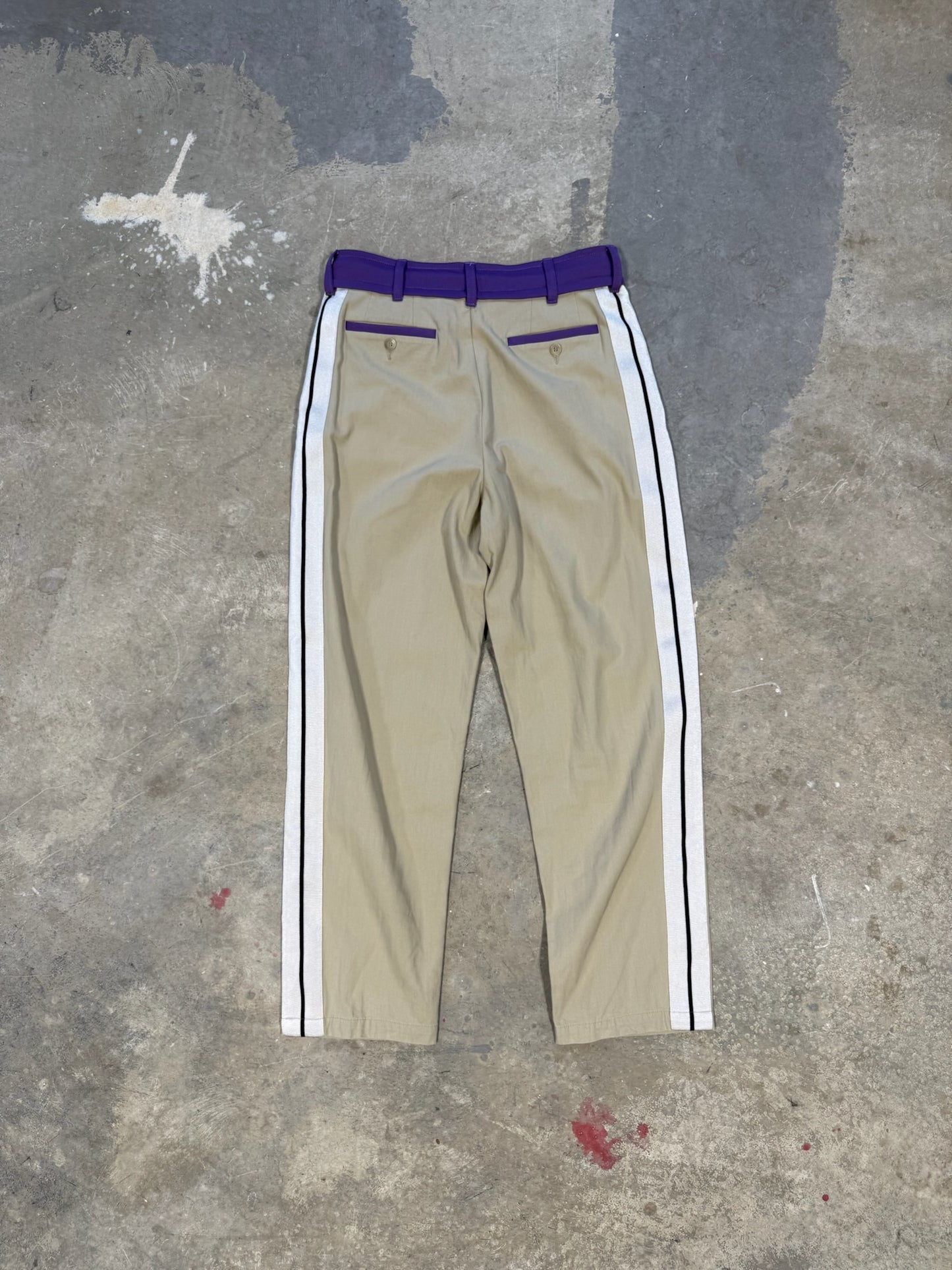 Palm Angles Track Pants Beige & Purple Sz 32 Waist
