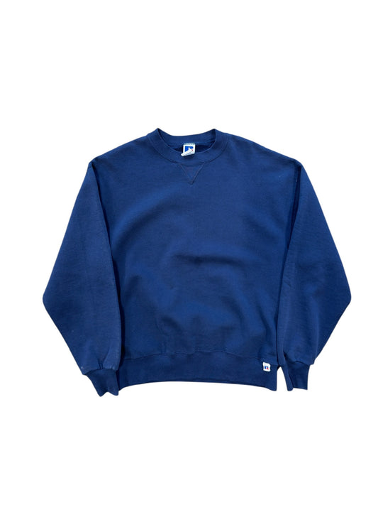 (L) Vtg Russell Athletics Navy Crewneck