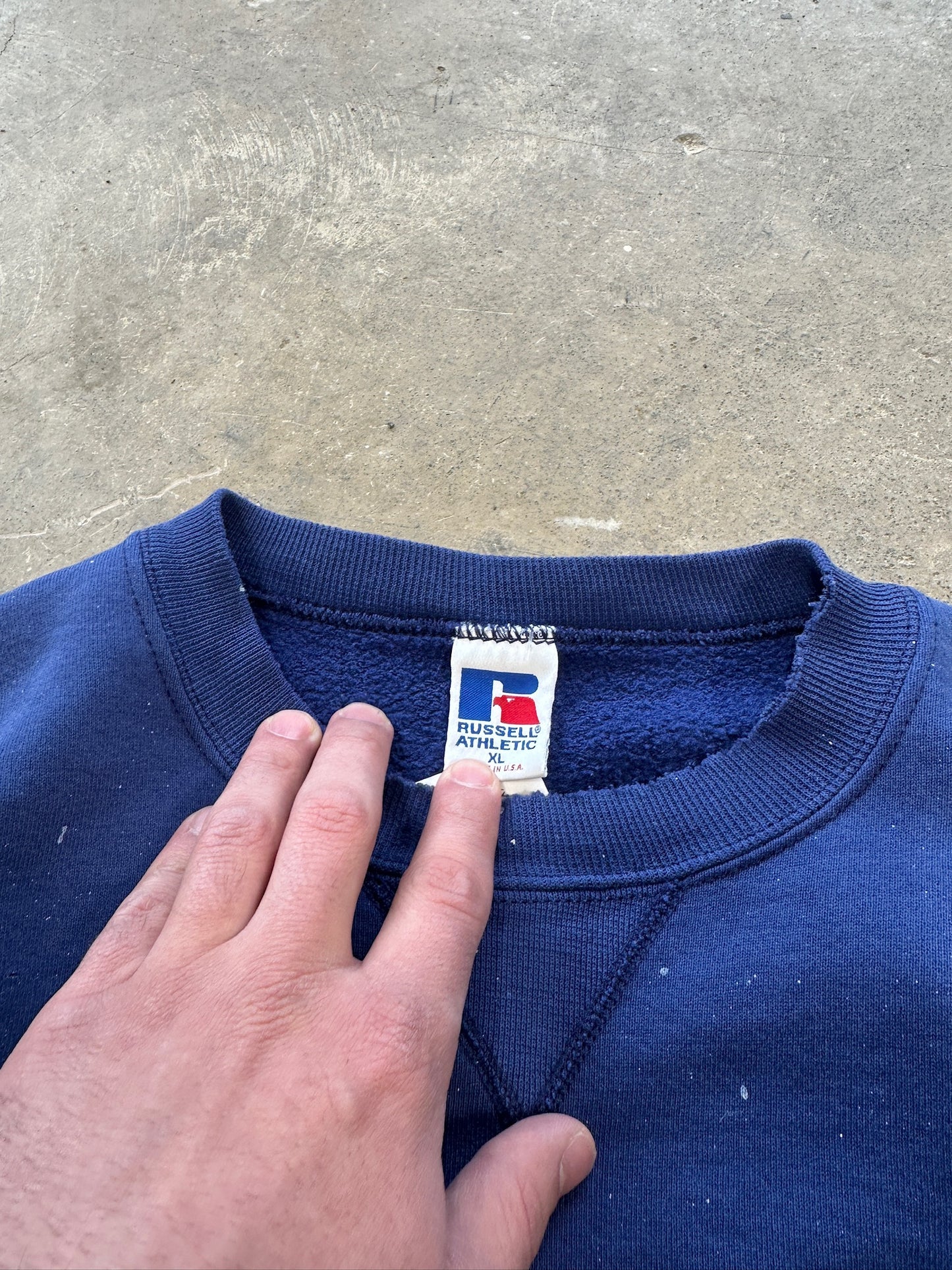 (XL) 90s Russell Athletics Painters Crewneck Blue