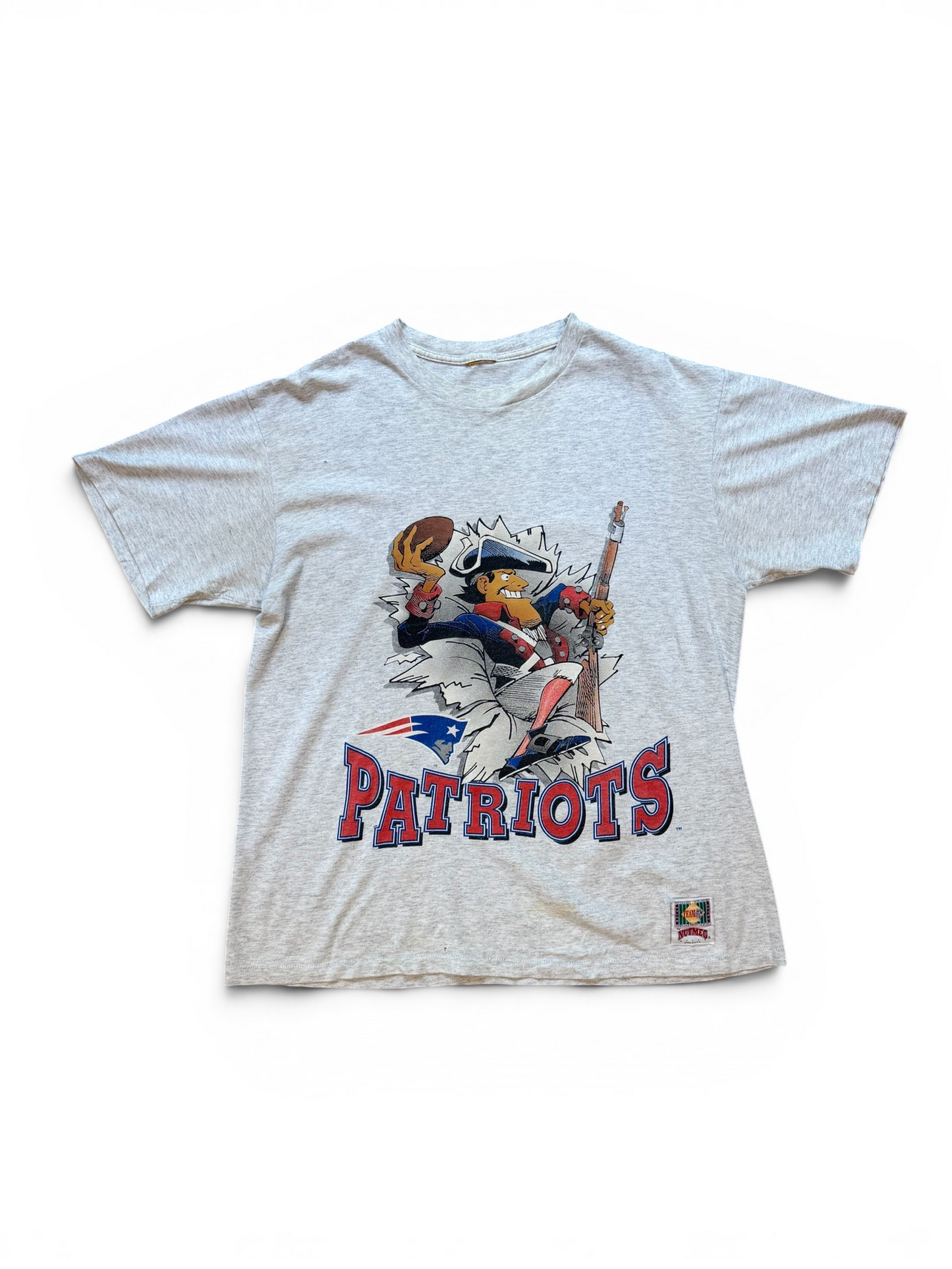 (L) 90s New England Patriots Nutmeg Grey Tee